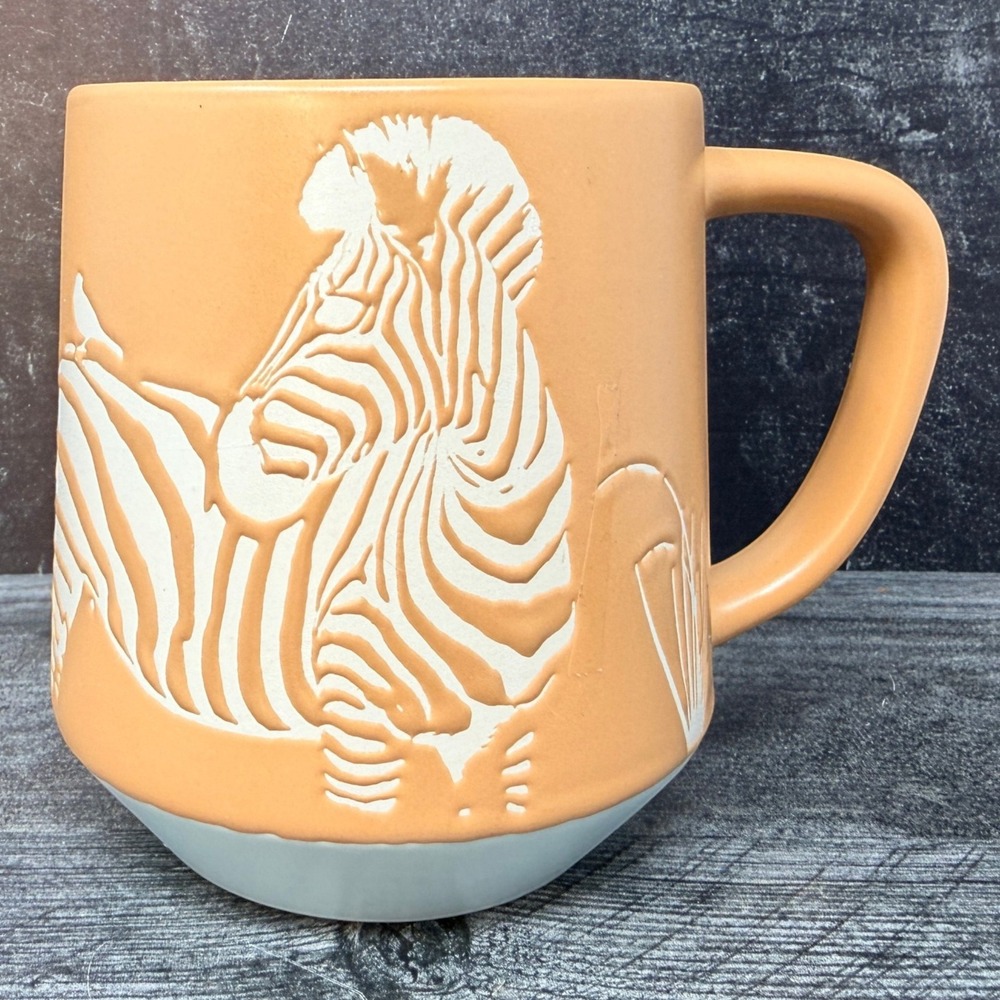 Wild Sage Zebra Mug Earn Your Stripes Stoneware Orange White Large 16oz Safari
